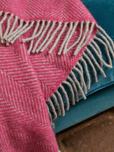 Load image into Gallery viewer, Herringbone Pure New Wool Throw - Pink & Silver