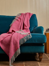 Load image into Gallery viewer, Herringbone Pure New Wool Throw - Pink & Silver