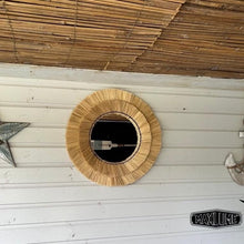 Load image into Gallery viewer, Natural Raffia Coastal Fringe Wall Round Mirror - Boho