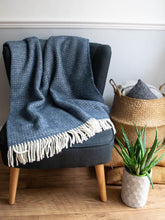 Load image into Gallery viewer, Illusion Pure New Wool Throw - Blue Slate
