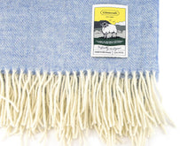 Load image into Gallery viewer, Herringbone Pure New Wool Blanket - Blue

