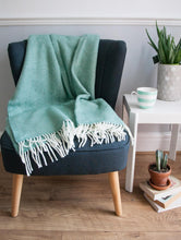 Load image into Gallery viewer, Herringbone Pure New Wool Throw - Sea Green
