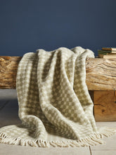 Load image into Gallery viewer, Jacquard Spot Pure New Wool Throw - Sage
