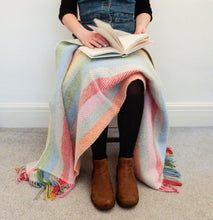 Load image into Gallery viewer, Stripe Pure New Wool Throw - Rainbow Grey
