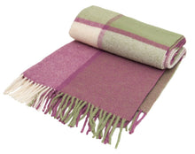 Load image into Gallery viewer, Block Check Pure New Wool Throw - Apple/Raspberry
