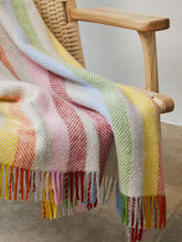 Load image into Gallery viewer, Stripe Pure New Wool Throw - Rainbow Grey
