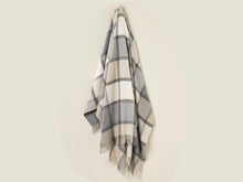Load image into Gallery viewer, Block Windowpane Lambswool Throw - White/Grey
