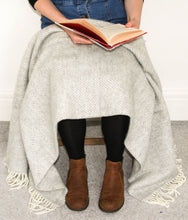 Load image into Gallery viewer, Herringbone Pure New Wool Throw - Silver Grey
