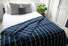 Load image into Gallery viewer, Windowpane Pure New Wool Throw - Navy
