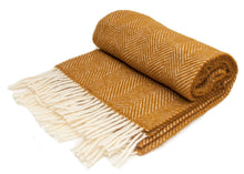 Load image into Gallery viewer, Herringbone Pure New Wool Throw - Mustard
