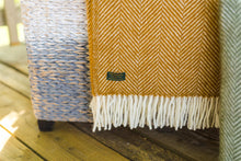 Load image into Gallery viewer, Herringbone Pure New Wool Throw - Mustard
