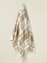 Load image into Gallery viewer, Portree Check Merino Lambswool Throw - Natural/Rose
