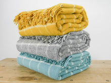 Load image into Gallery viewer, Windowpane Pure New Wool Throw - Grey

