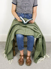 Load image into Gallery viewer, Herringbone Pure New Wool Throw - Olive
