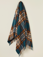 Load image into Gallery viewer, St Ives Check Pure New Wool Throw - Teal
