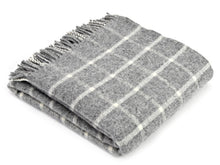 Load image into Gallery viewer, Windowpane Pure New Wool Throw - Grey
