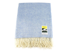 Load image into Gallery viewer, Herringbone Pure New Wool Blanket - Blue
