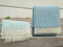 Load image into Gallery viewer, Honeycomb Pure New Wool Throw - Petrol Blue
