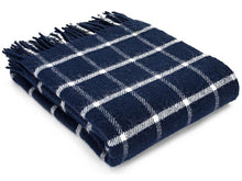 Load image into Gallery viewer, Windowpane Pure New Wool Throw - Navy
