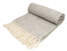 Load image into Gallery viewer, Herringbone Pure New Wool Throw - Silver Grey
