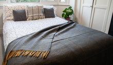 Load image into Gallery viewer, Herringbone Pure New Wool Throw - Navy/Mustard
