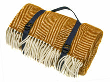 Load image into Gallery viewer, Herringbone Waterproof Polo Picnic Blanket -  Mustard
