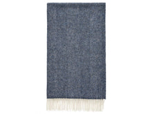 Load image into Gallery viewer, Herringbone Shetland Pure New Wool Throw - Navy Blue
