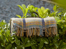 Load image into Gallery viewer, Cottage Check Waterproof Polo Picnic Blanket with Leather Straps - Mustard
