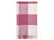 Load image into Gallery viewer, Pastel Block Check Merino Lambswool Throw - Cerise
