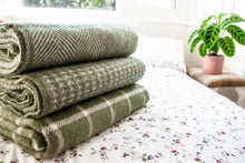 Load image into Gallery viewer, Herringbone Pure New Wool Throw - Olive
