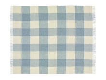 Load image into Gallery viewer, Pastel Block Check Merino Lambswool Throw - Aqua
