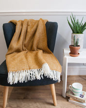Load image into Gallery viewer, Herringbone Pure New Wool Throw - Mustard
