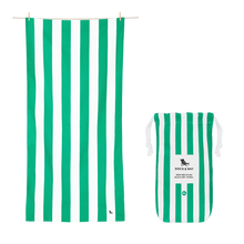 Load image into Gallery viewer, Dock &amp; Bay XL quick-dry beach towel in Cancun Green stripe

