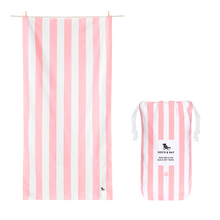 Load image into Gallery viewer, Dock &amp; Bay XL quick-dry beach towel in Malibu Pink stripe
