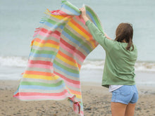 Load image into Gallery viewer, Stripe Pure New Wool Throw - Rainbow Grey
