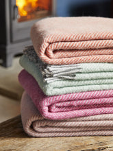 Load image into Gallery viewer, Herringbone Pure New Wool Throw - Pink &amp; Silver
