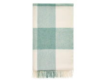 Load image into Gallery viewer, Pastel Block Check Merino Lambswool Throw - Eucalyptus
