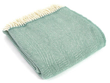 Load image into Gallery viewer, Herringbone Pure New Wool Throw - Sea Green
