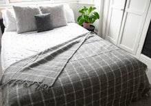Load image into Gallery viewer, Windowpane Pure New Wool Throw - Grey
