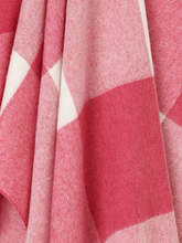 Load image into Gallery viewer, Pastel Block Check Merino Lambswool Throw - Cerise
