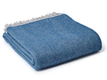Load image into Gallery viewer, Herringbone Pure New Wool Throw - Teal/Hazel
