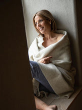 Load image into Gallery viewer, Herringbone Natural Undyed Pure Wool Throw - Ecru
