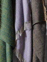 Load image into Gallery viewer, Herringbone Pure New Wool Throw - Lavender/Silver
