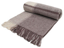 Load image into Gallery viewer, Block Check Pure New Wool Throw - Brown/Beige/Cream
