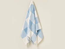 Load image into Gallery viewer, Pastel Block Check Merino Lambswool Throw - Aqua
