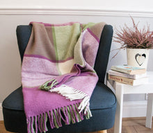 Load image into Gallery viewer, Block Check Pure New Wool Throw - Apple/Raspberry
