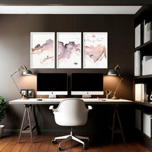 Load image into Gallery viewer, Framed coastal wall art for home office decor | set of 3 wall art
