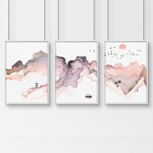 Load image into Gallery viewer, Framed coastal wall art for home office decor | set of 3 wall art
