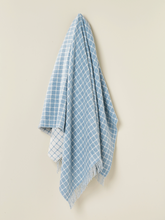 Load image into Gallery viewer, Athens Check Merino Lambswool Throw - Aqua
