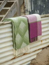 Load image into Gallery viewer, Block Check Pure New Wool Throw - Apple/Raspberry
